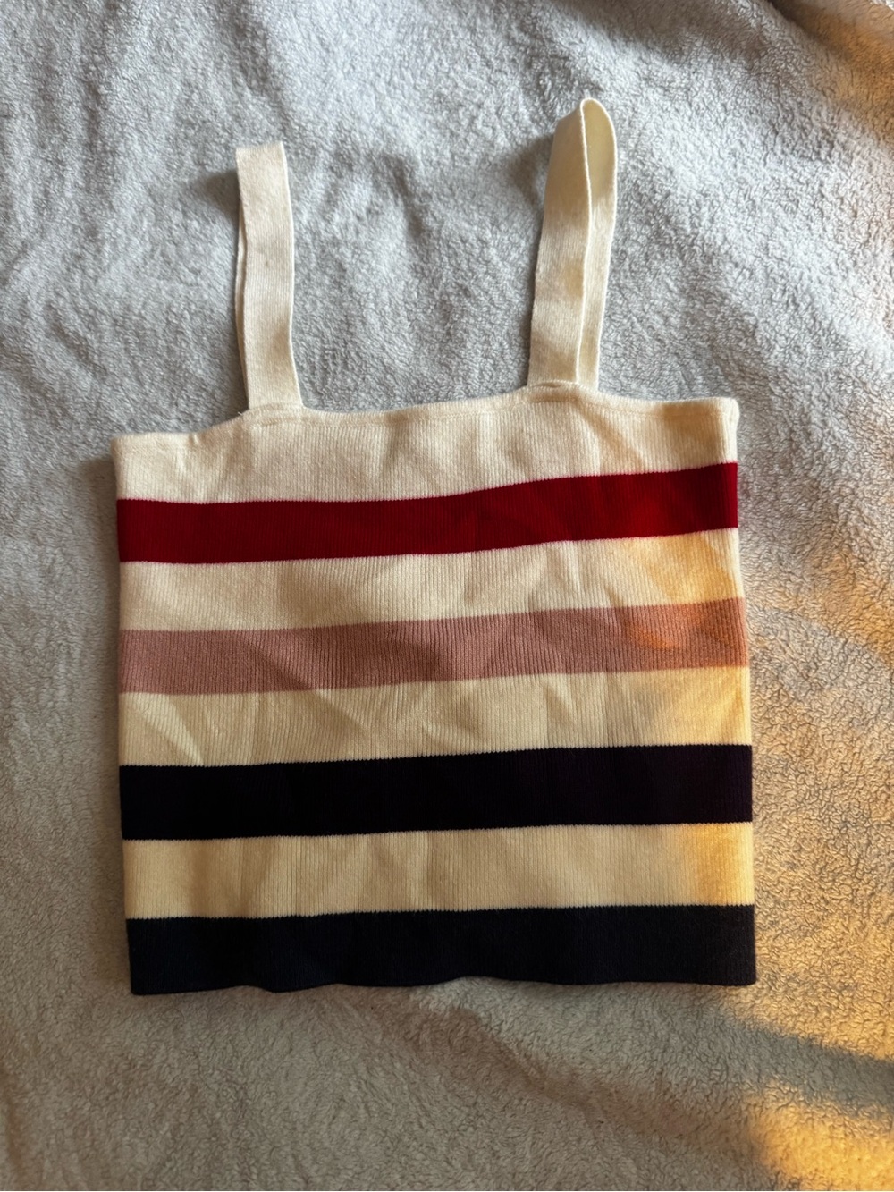Striped Cream Multi-Color Knit Crop Top Bag